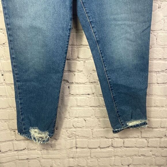 Good American High Rise Always Fits Jeans Medium Wash Distressed Size 10/30 - Picture 3 of 10